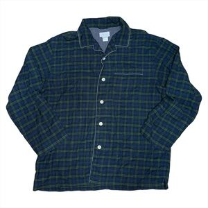 Vintage GAP Body Men’s Flannel Pajama Shirt Medium Navy Green Plaid Button Up